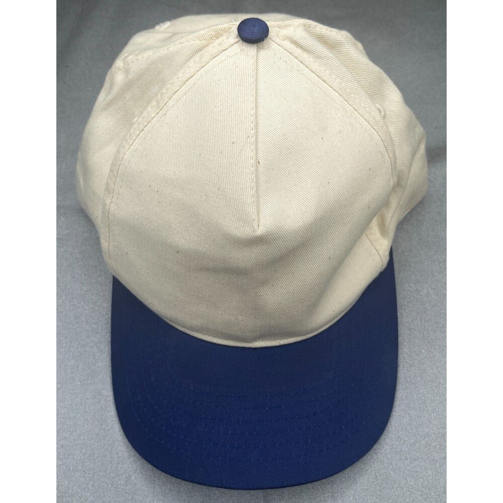 Vintage New Age Inc. Baseball Cap - Cream & Blue - 100% Cotton